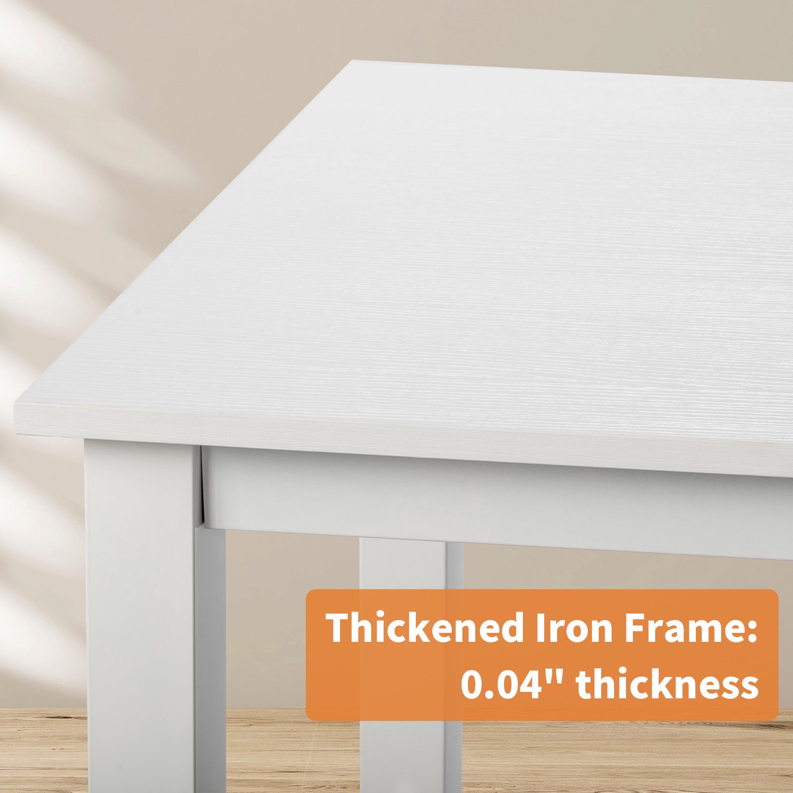 Haoyye White Desktop Computer Desk, P2 Particleboard with Steel Frame, Simple and Sturdy Workstation for Home Offices and Studies, Modern and Compact Design