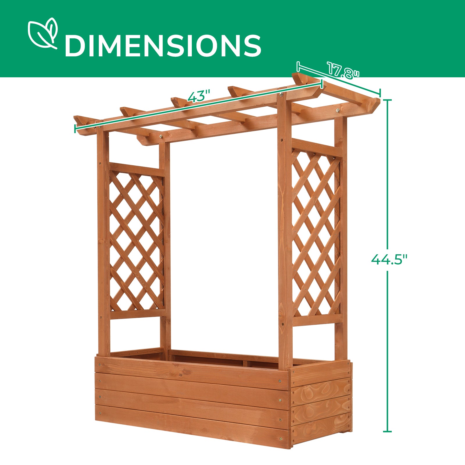 Haoyye Raised Garden Bed, Durable Teak Color Fir Wood Planter Box with Arched Lattice, Elegant and Easy-to-Assemble Planting Frame for Outdoor Gardens, Balconies, and Courtyards