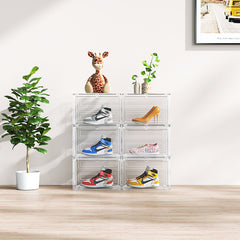 HAOYYE 3-Piece Large White Plastic Mesh Shoe Box Set Modular Design for Home Storage Durable Breathable Stackable Organizer Perfect for Closets Entryways and Shelves