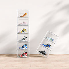HAOYYE 3-Piece Large White Plastic Mesh Shoe Box Set Modular Design for Home Storage Durable Breathable Stackable Organizer Perfect for Closets Entryways and Shelves