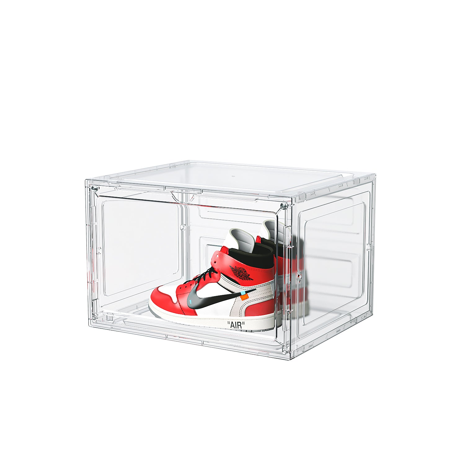 HAOYYE 3-Piece Large White Plastic Mesh Shoe Box Set Modular Design for Home Storage Durable Breathable Stackable Organizer Perfect for Closets Entryways and Shelves