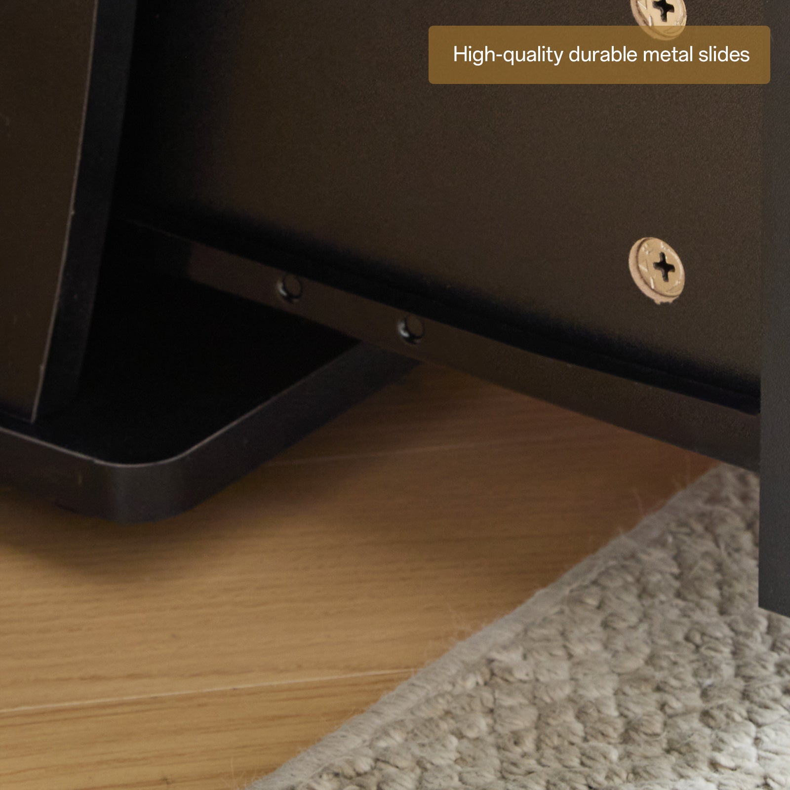 Haoyye PB Wood Computer Desk with One Door and Three Drawers, Portable, Sturdy, and Stylish Black Workspace for Home Offices, Small Apartments, and Dorms, Durable 15mm PB Wood for Long-Lasting Use