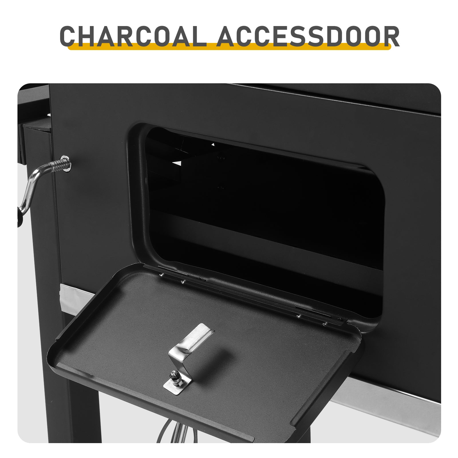 HAOYYE Charcoal Grill Outdoor BBQ Grill with Extra Large Cooking Area Dual Adjustable Charcoal Trays Front Fuel Access Doors Foldable Side Tables Wheels for Backyard Camping Picnic Party