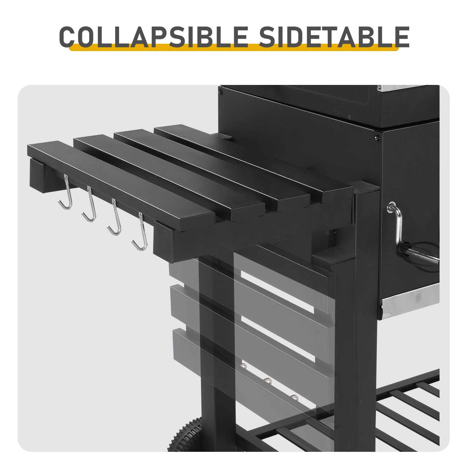 HAOYYE Charcoal Grill Outdoor BBQ Grill with Extra Large Cooking Area Dual Adjustable Charcoal Trays Front Fuel Access Doors Foldable Side Tables Wheels for Backyard Camping Picnic Party