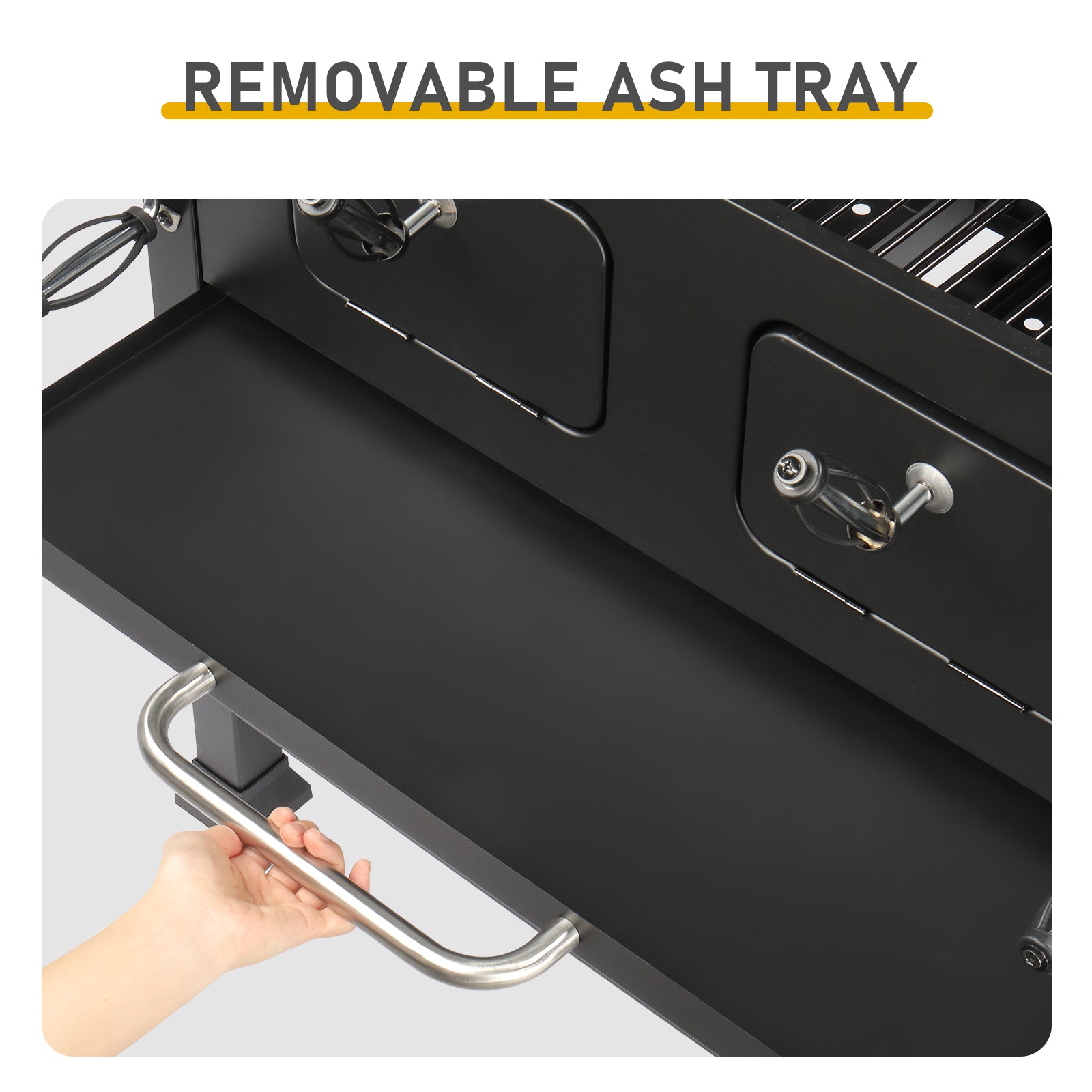 HAOYYE Charcoal Grill Outdoor BBQ Grill with Extra Large Cooking Area Dual Adjustable Charcoal Trays Front Fuel Access Doors Foldable Side Tables Wheels for Backyard Camping Picnic Party