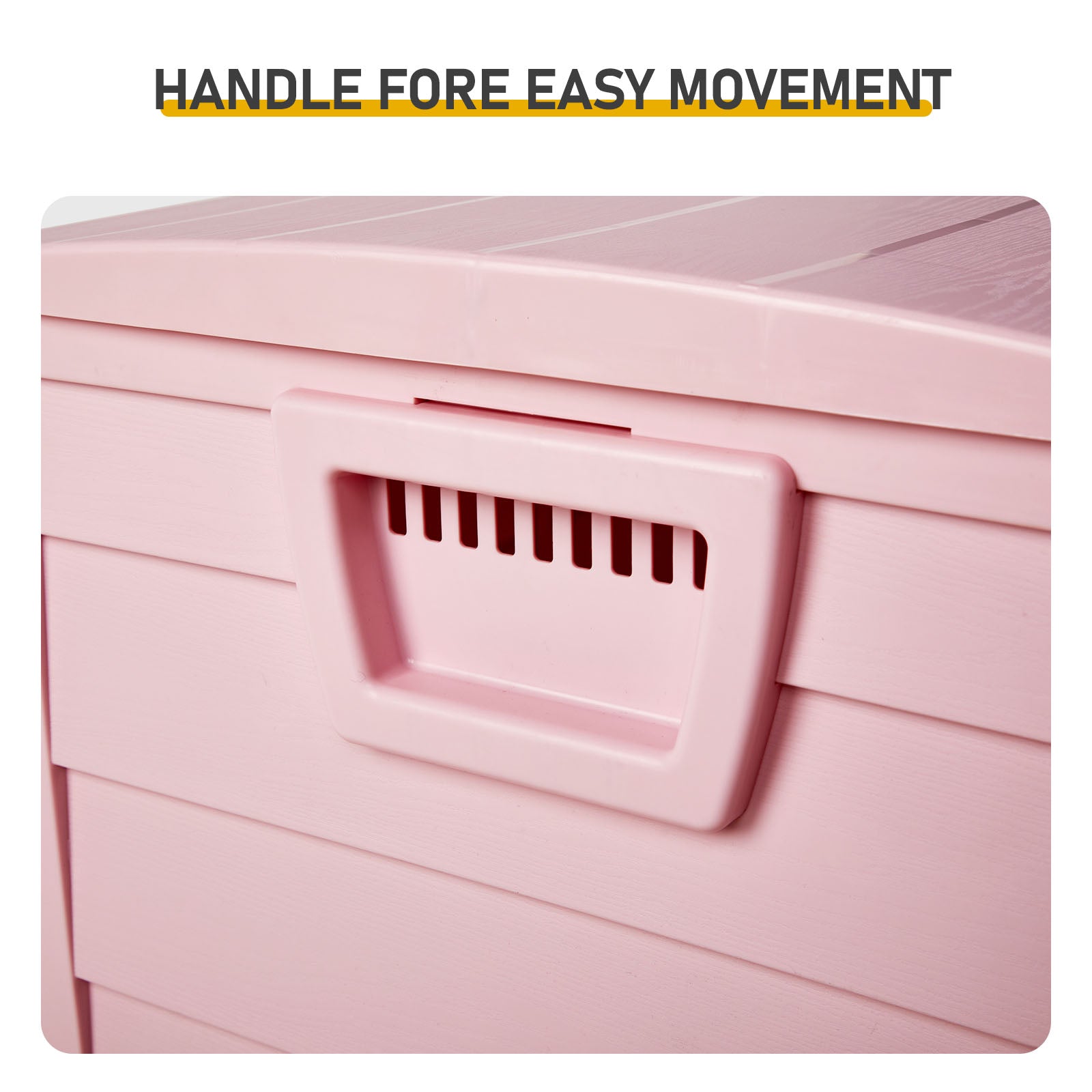 HAOYYE 280L Outdoor Garden Storage Deck Box with Wheels Lockable Resin Organizer for Patio Tools Cushions Toys Waterproof Chest with Handles for Yard Garage Porch