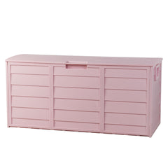 HAOYYE 280L Outdoor Garden Storage Deck Box with Wheels Lockable Resin Organizer for Patio Tools Cushions Toys Waterproof Chest with Handles for Yard Garage Porch