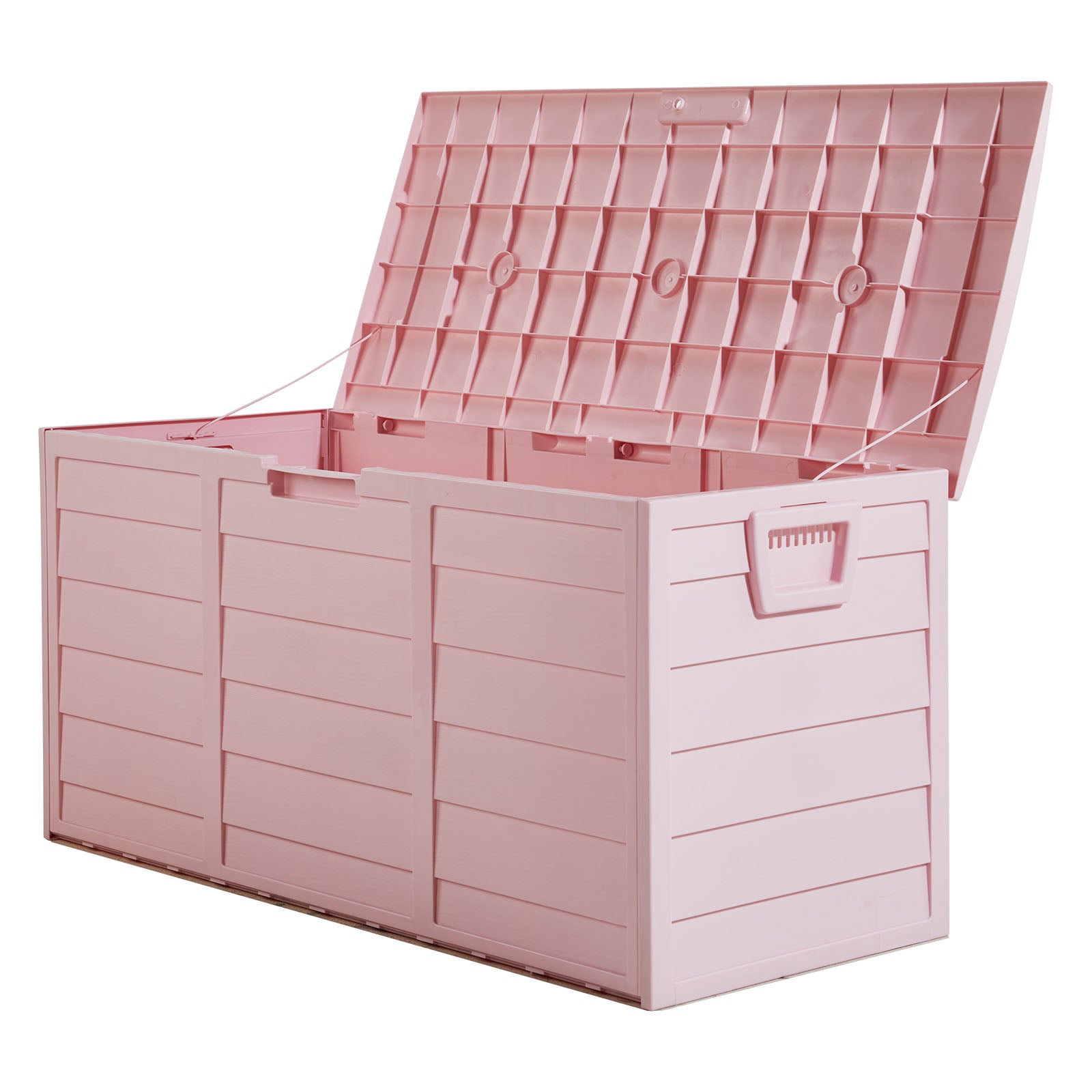 HAOYYE 280L Outdoor Garden Storage Deck Box with Wheels Lockable Resin Organizer for Patio Tools Cushions Toys Waterproof Chest with Handles for Yard Garage Porch