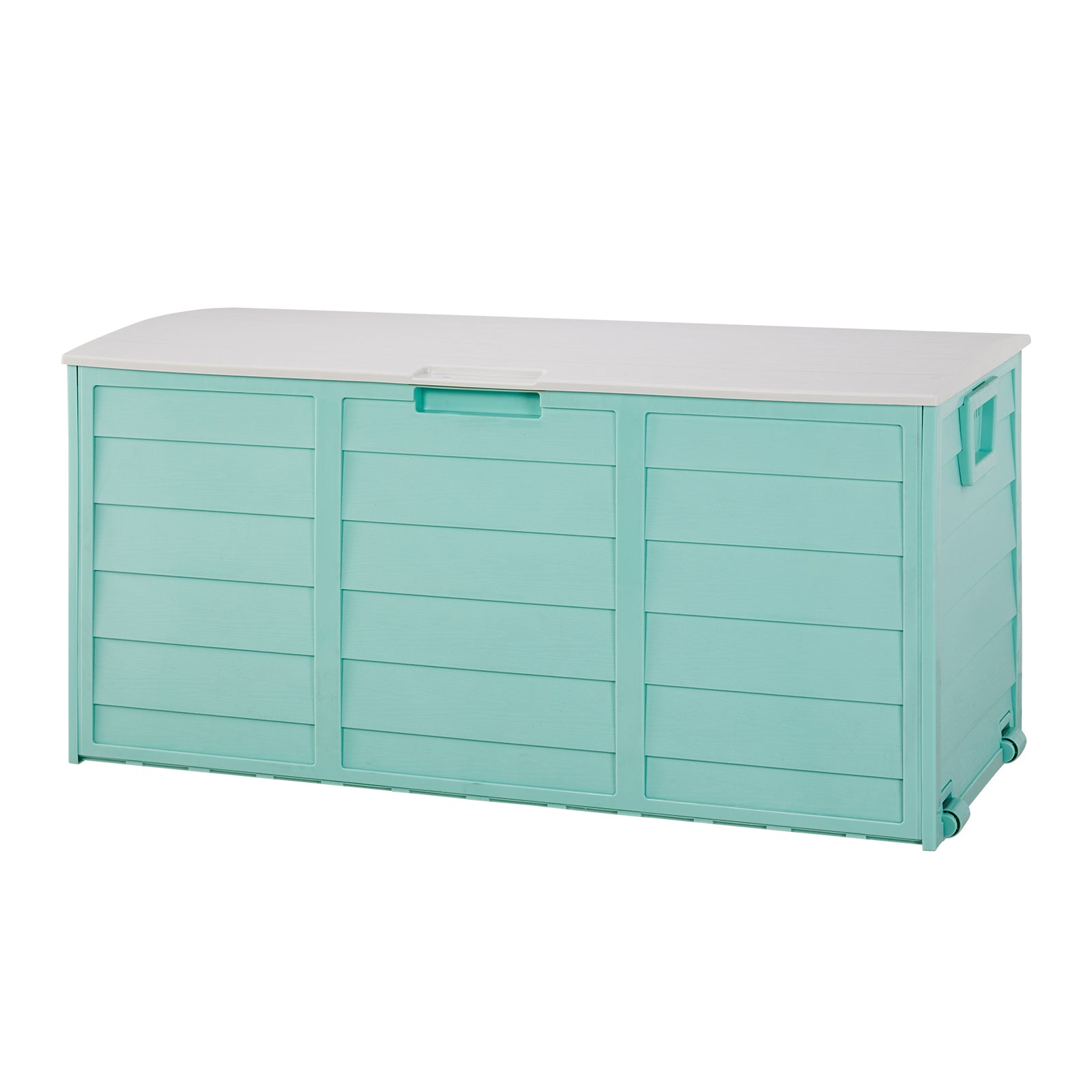 HAOYYE 280L Outdoor Garden Storage Deck Box with Wheels Lockable Resin Chest for Patio Tools Cushions Toys Waterproof Organizer for Yard Garage Porch
