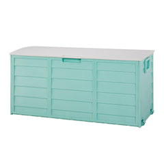 HAOYYE 280L Outdoor Garden Storage Deck Box with Wheels Lockable Resin Chest for Patio Tools Cushions Toys Waterproof Organizer for Yard Garage Porch