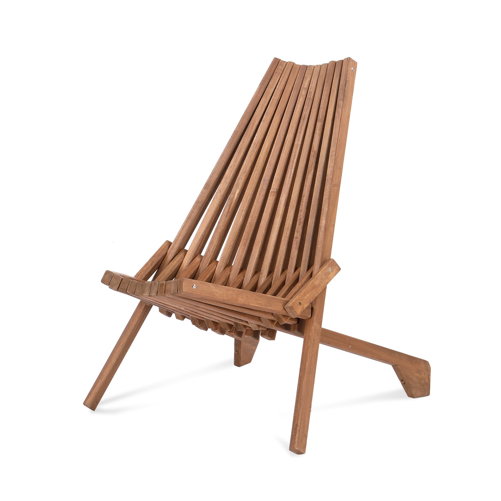 Haoyye Wood Folding Chair For Outdoor, Low Profile Acacia Lounge Chair With Sturdy Frame, Comfortable Design, And Natural Finish, Ideal For Balcony, Porch, Backyard, Patio, Lawn, Or Garden Relaxation