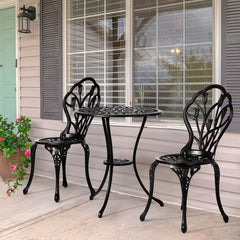 Haoyye 3-Piece Patio Bistro Set, Cast Aluminum Outdoor Bistro Table and Chairs, Tulip Design with Umbrella Hole, Rust-Resistant Furniture for Backyard, Garden, Balcony, Porch, Deck