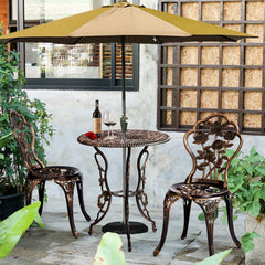 Haoyye 3-Piece Outdoor Bistro Set, All-Weather Cast Aluminum Patio Table And Chairs, Rust-Resistant Garden Furniture For Backyard, Porch, Or Balcony, Rose Design, Durable And Lightweight Outdoor Dining Set