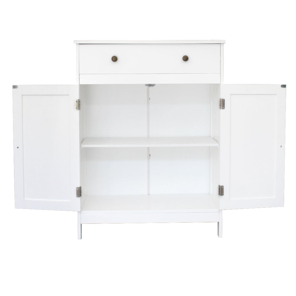 HAOYYE Double Door Cabinet with Drawer, Spacious Storage Solution, Durable Construction, Elegant Modern Design, Perfect for Organizing Household Items, Easy Assembly, Ideal for Living Room, Bedroom, or Office Use