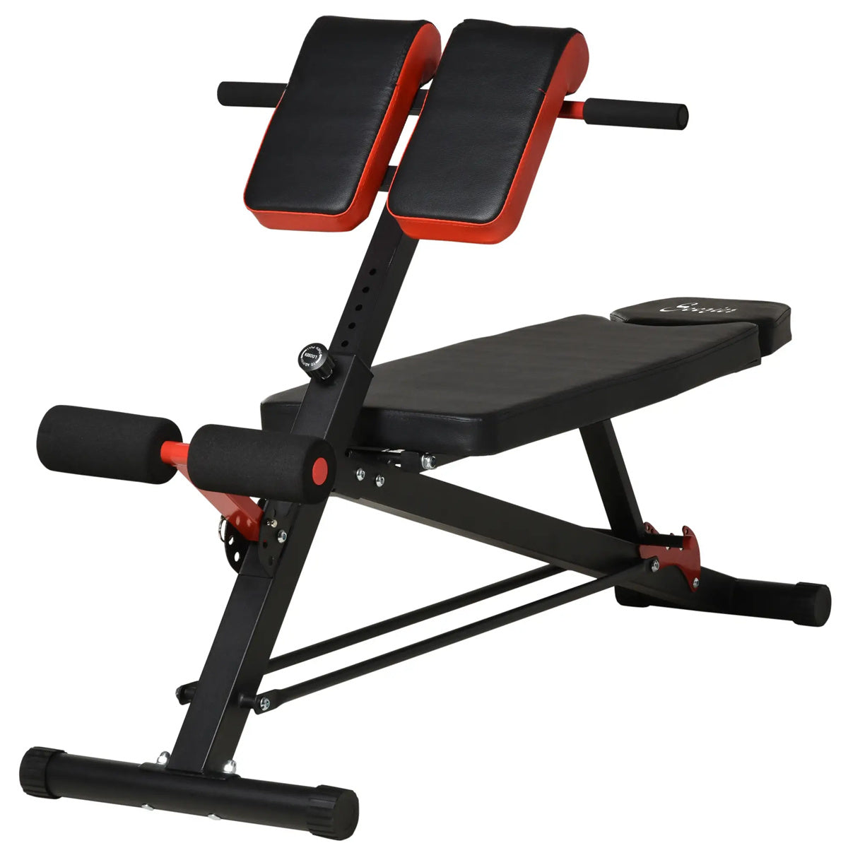 HAOYYE Multifunctional Sit Up Bench Home Fitness Equipment Red Adjustable Workout Bench for Abs Core Dumbbell Press Hyper Extensions Full Body Strength Training with Cushioned Support