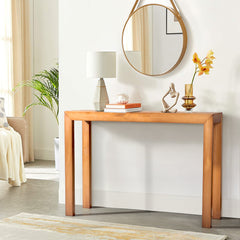 HAOYYE Pinewood Entryway Table with Light Brown Finish, Narrow Console Table for Living Room and Hallway, Stylish Sofa Table for Home Decor and Organization, Durable and Space-Saving Design