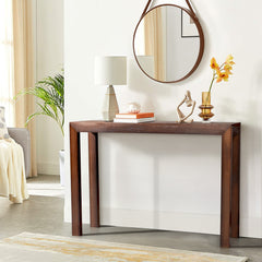 HAOYYE Pinewood Entryway Table with Walnut Finish, Narrow Console Table for Living Room and Hallway, Stylish Sofa Table for Home Decor and Organization, Durable and Space-Saving Design
