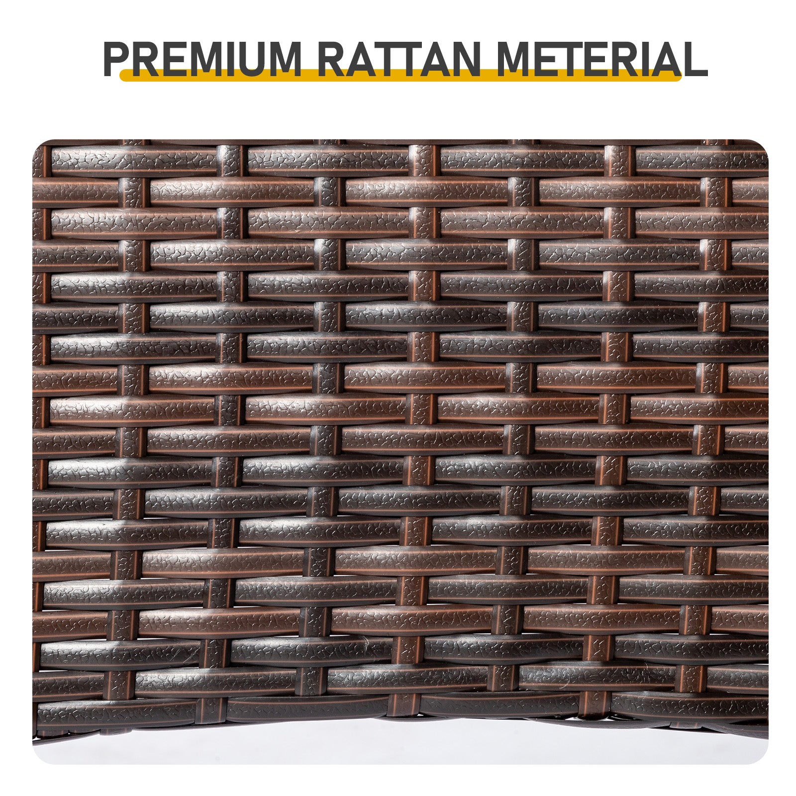 HAOYYE 20in Patio Side Table Outdoor Wicker Square End Table All-Weather Rattan Coffee Table with Tempered Glass Top for Balcony Deck Porch Poolside Small Space Furniture