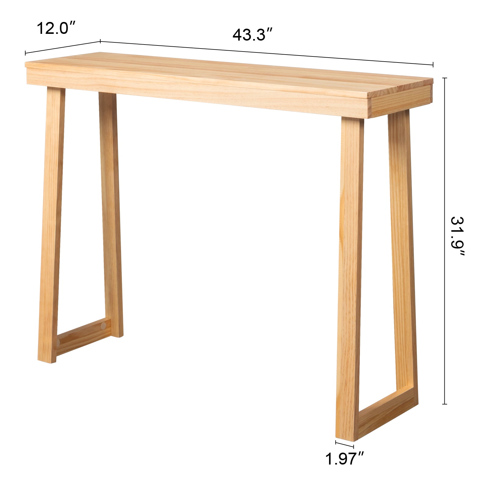 HAOYYE Solid Wood Console Table for Entryway and Living Room, Narrow Sofa Table for Hallway and Behind Couch, Stylish Wood Color Design with Durable Pine Construction, Modern Minimalist Accent Table Perfect for Foyer and Small Spaces