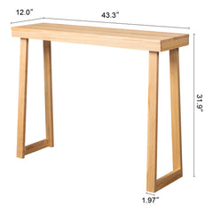 HAOYYE Solid Wood Console Table for Entryway and Living Room, Narrow Sofa Table for Hallway and Behind Couch, Stylish Wood Color Design with Durable Pine Construction, Modern Minimalist Accent Table Perfect for Foyer and Small Spaces