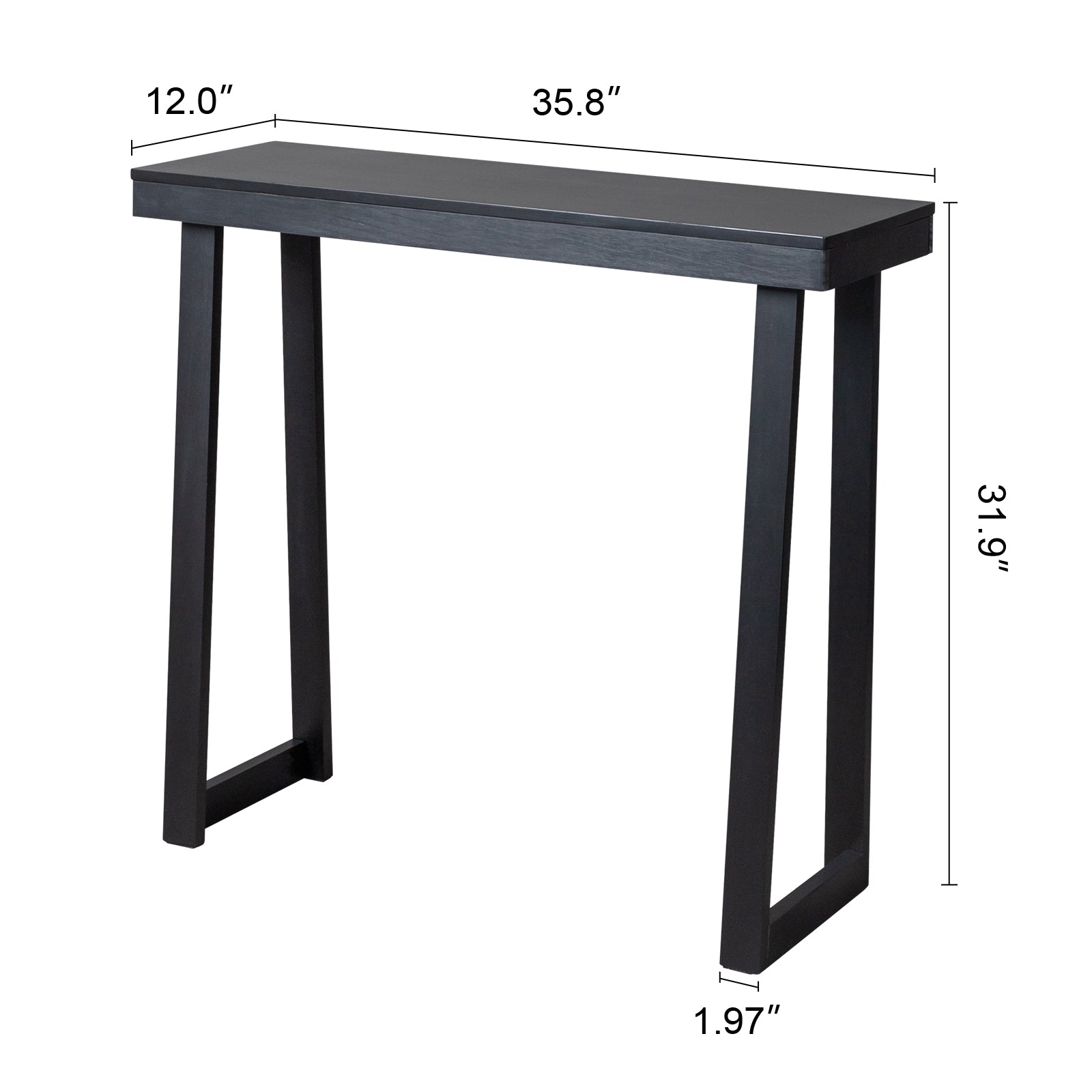 HAOYYE Solid Wood Console Table for Entryway, Narrow Sofa Table for Hallway, Living Room, Foyer, Behind Couch, Stylish and Sturdy Black Finish Accent Table for Small Spaces and Home Decor
