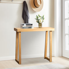 HAOYYE Solid Wood Console Table for Entryway Sofa Living Room or Hallway Narrow Design Wood Color Table for Behind the Couch Foyer Decoration and Functional Storage