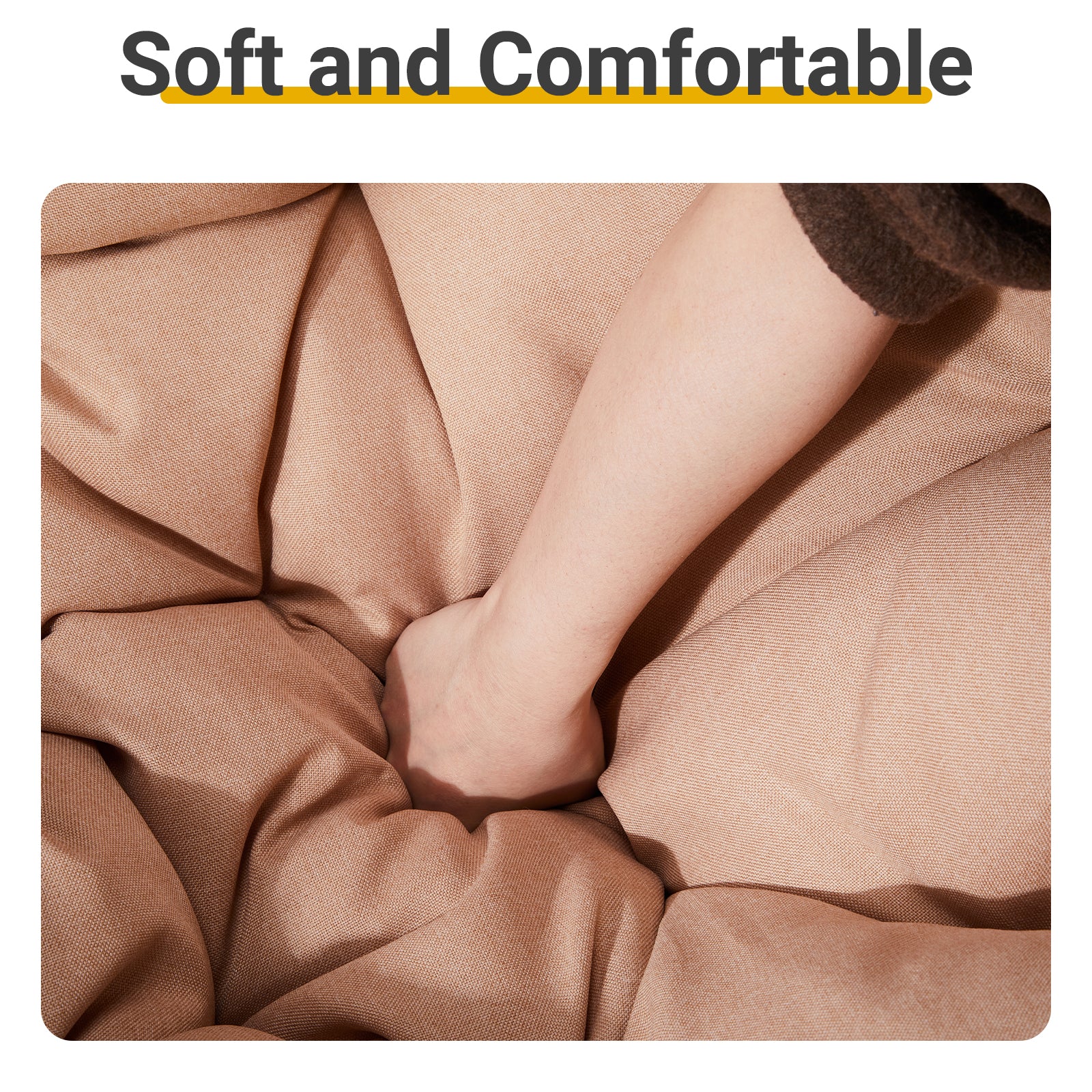 HAOYYE Ergonomic Swivel Wicker Papasan Chair with Thick Tufted Cushions, 360 Degree Rotatable Comfortable Lounge Chair for Living Room Bedroom Reading Nook, Stylish Beige Cushion for Ultimate Relaxation