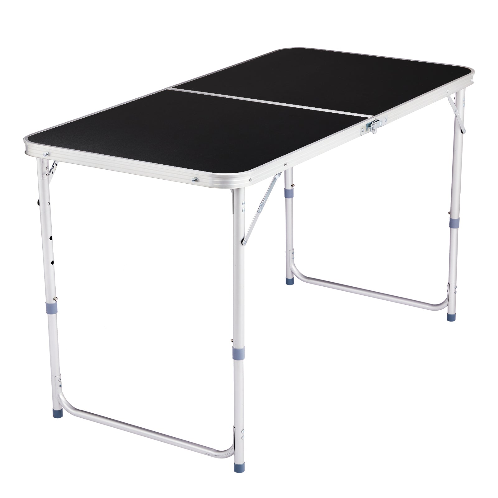 HAOYYE 4Ft Portable Multipurpose Folding Table, Lightweight Foldable Utility Table with Carry Handle, Sturdy Plastic Tabletop and Metal Legs, for Indoor Outdoor Use, Picnic, Camping, Party, Dining, Crafting, Backyard, Black