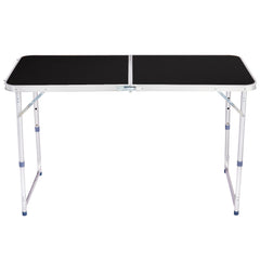 HAOYYE 4Ft Portable Multipurpose Folding Table, Lightweight Foldable Utility Table with Carry Handle, Sturdy Plastic Tabletop and Metal Legs, for Indoor Outdoor Use, Picnic, Camping, Party, Dining, Crafting, Backyard, Black
