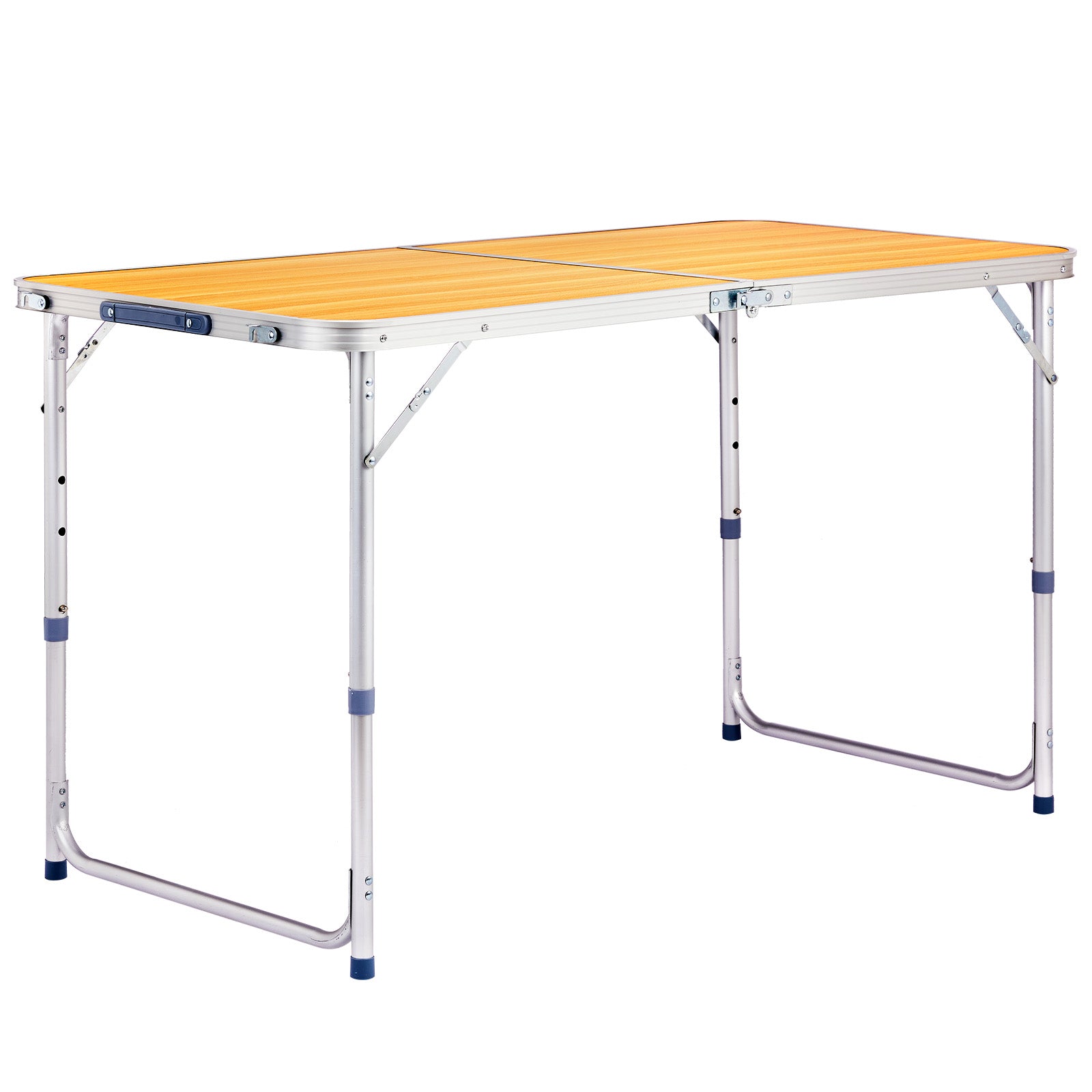 HAOYYE Portable Multipurpose Folding Table Wood Grain Color Lightweight Aluminum Camping Table with Handle Waterproof Scratch Resistant Surface for Outdoor Picnic BBQ Travel Indoor Home Office Use