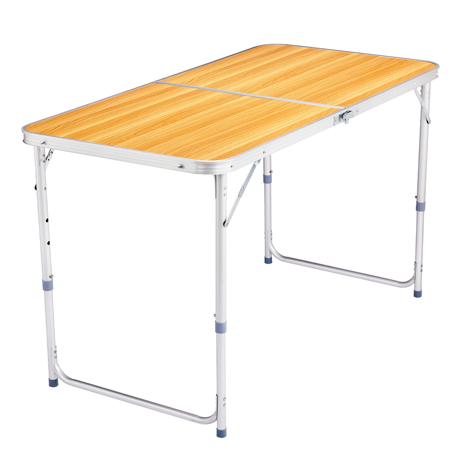 HAOYYE Portable Multipurpose Folding Table Wood Grain Color Lightweight Aluminum Camping Table with Handle Waterproof Scratch Resistant Surface for Outdoor Picnic BBQ Travel Indoor Home Office Use