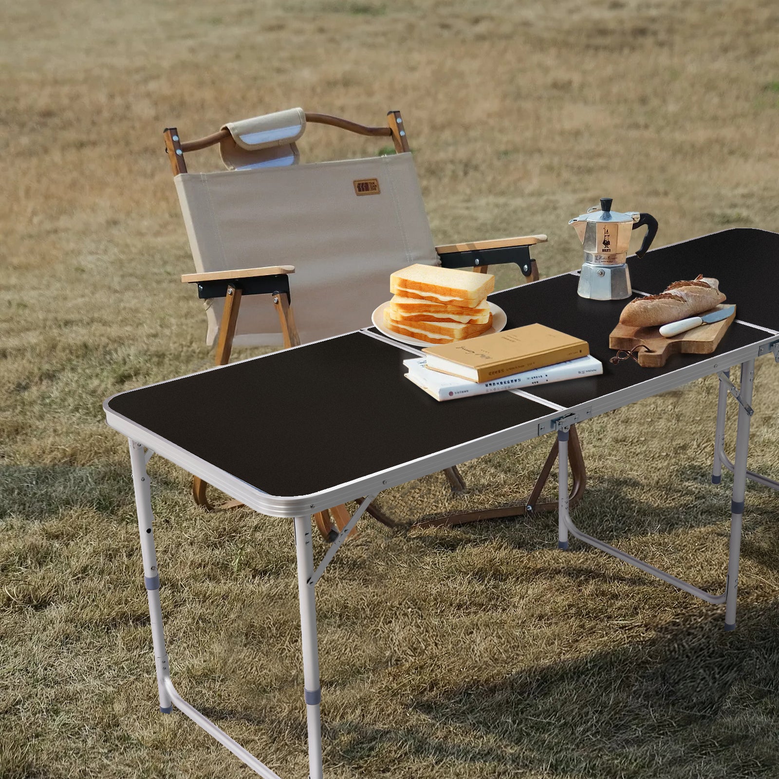 HAOYYE 6ft Aluminum Alloy Folding Table Lightweight Portable Utility Table with Carry Handle for Indoor Outdoor Use Camping Picnic Party Catering Office Backyard Easy Setup and Storage