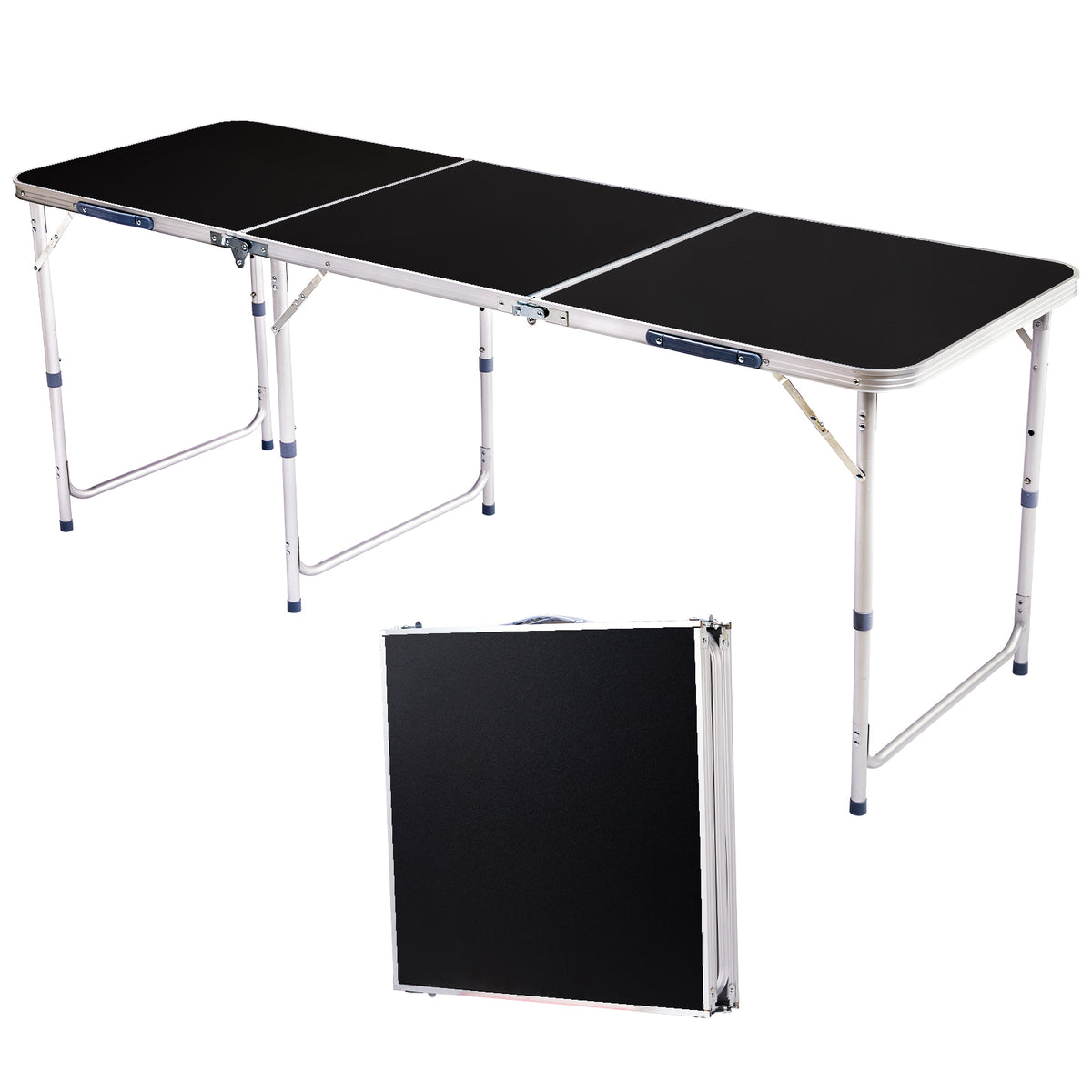 HAOYYE 6ft Aluminum Alloy Folding Table Lightweight Portable Utility Table with Carry Handle for Indoor Outdoor Use Camping Picnic Party Catering Office Backyard Easy Setup and Storage