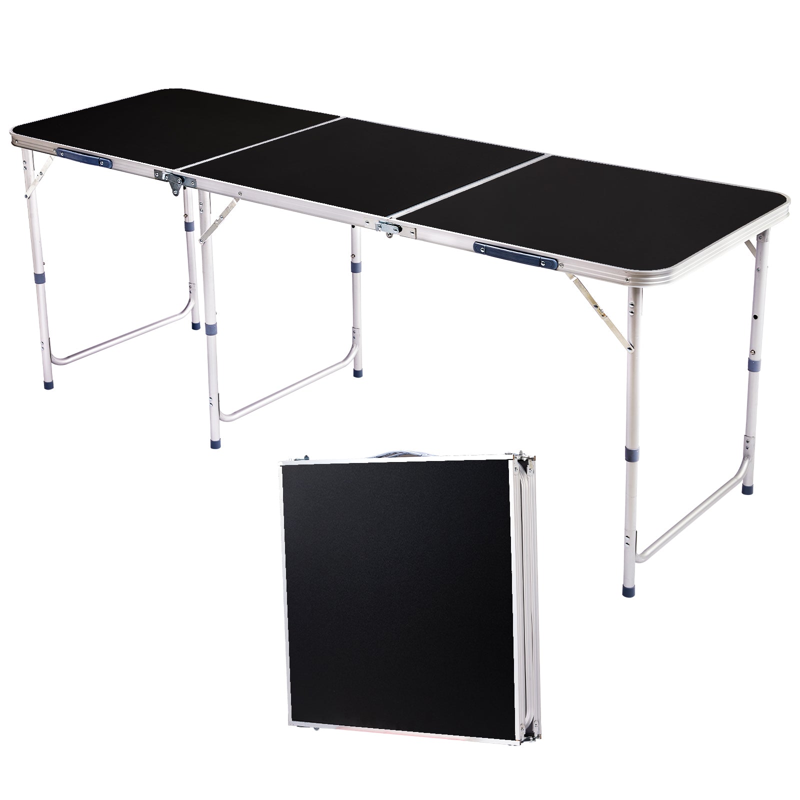HAOYYE 6ft Aluminum Alloy Folding Table Lightweight Portable Utility Table with Carry Handle for Indoor Outdoor Use Camping Picnic Party Catering Office Backyard Easy Setup and Storage