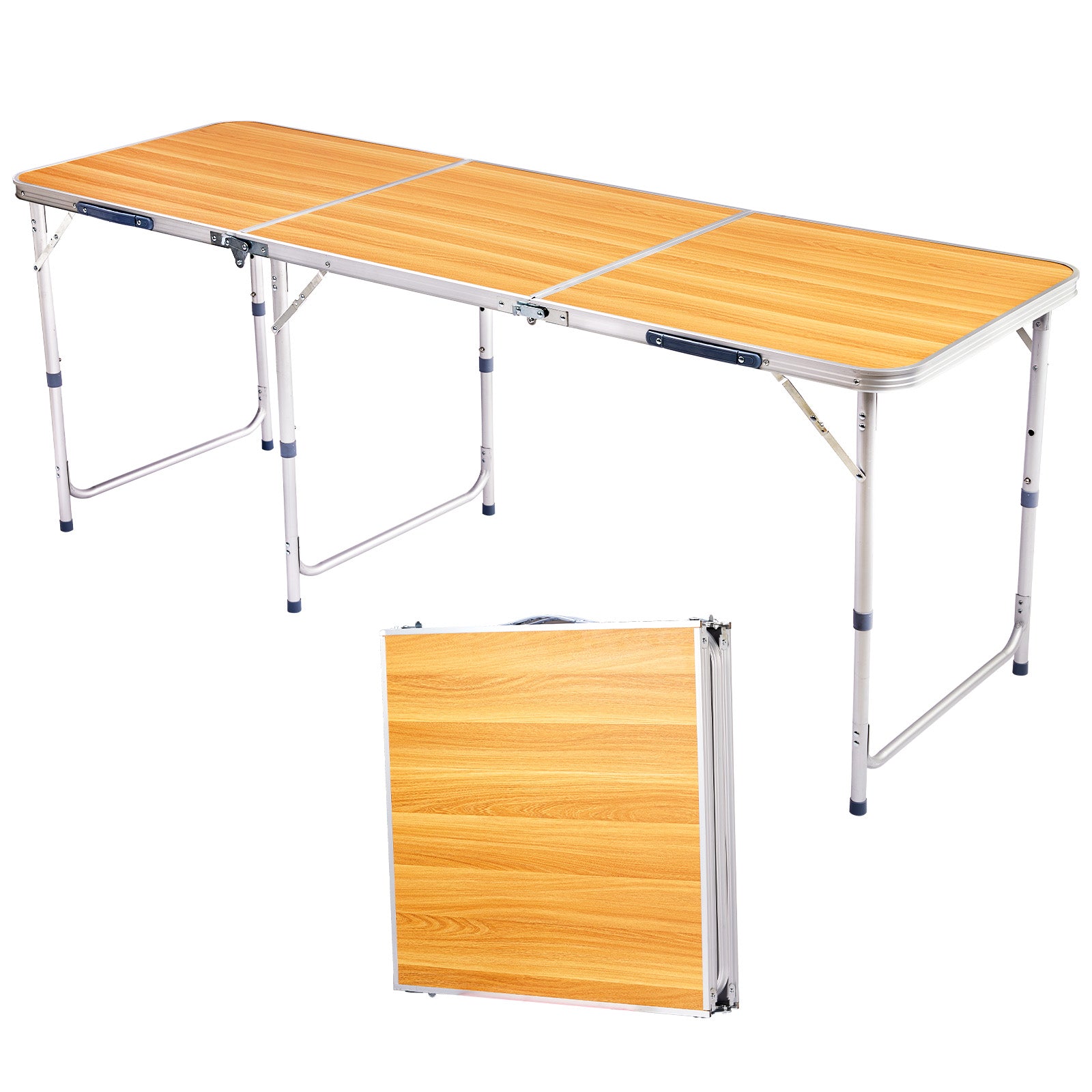 HAOYYE 6ft Aluminum Alloy Folding Table Lightweight Portable Utility Table with Carry Handle for Indoor Outdoor Use Camping Picnic Party Catering Office Backyard Easy Setup and Storage