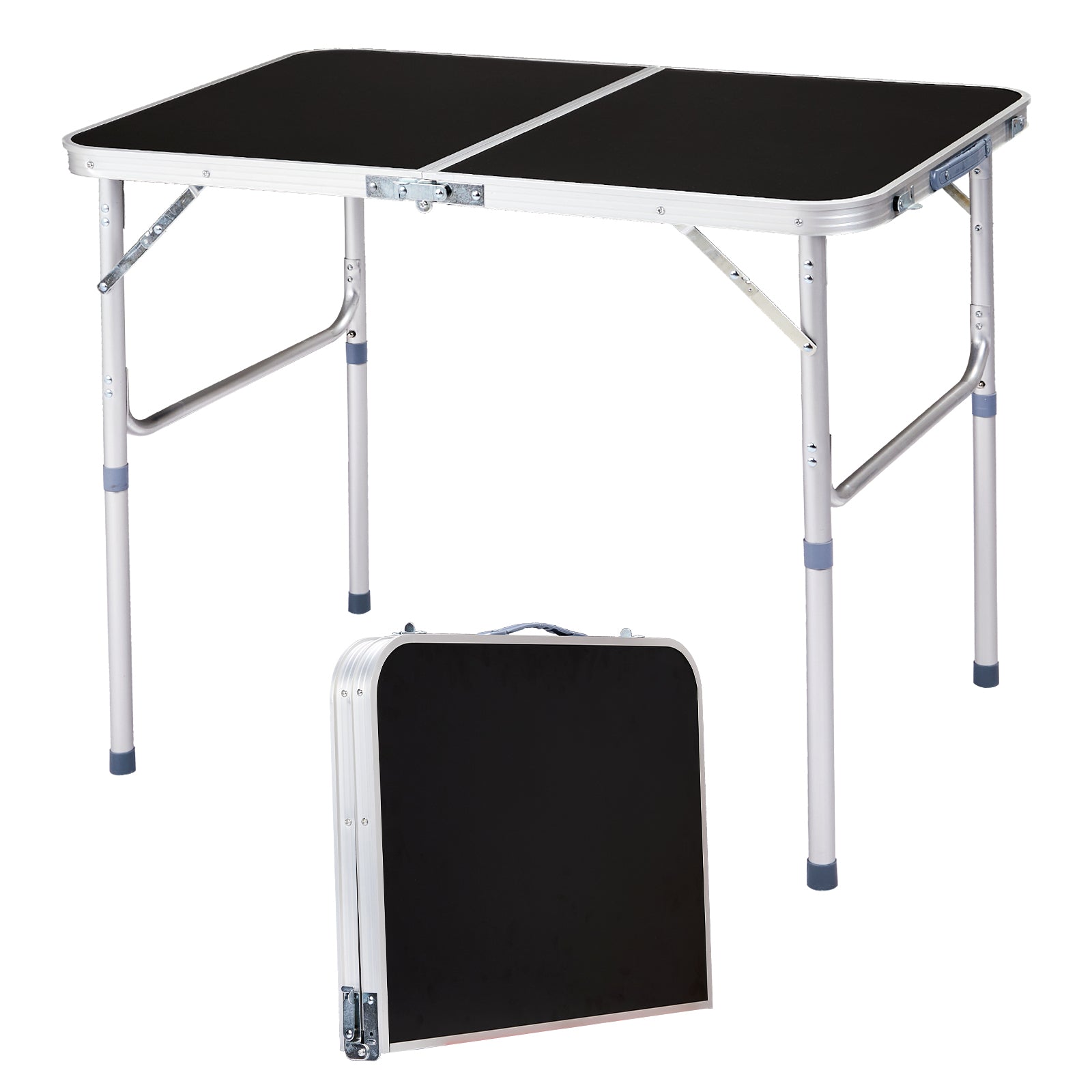 HAOYYE 3ft Aluminum Alloy Folding Table Black Lightweight Portable Utility Table with Carry Handle for Outdoor Camping Picnic BBQ Travel Kitchen Office Craft and Backyard Use Easy Setup