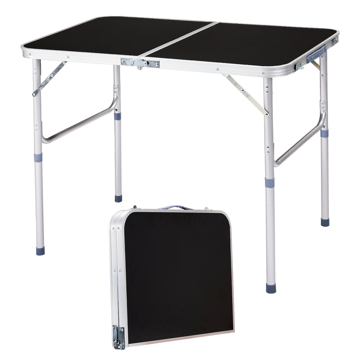 HAOYYE 3ft Aluminum Alloy Folding Table Black Lightweight Portable Utility Table with Carry Handle for Outdoor Camping Picnic BBQ Travel Kitchen Office Craft and Backyard Use Easy Setup