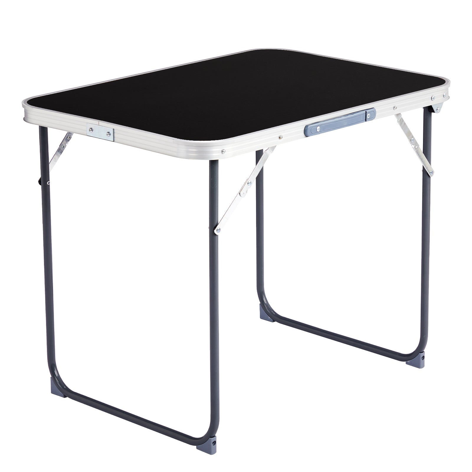HAOYYE 2.3ft Aluminum Camping Folding Table Black Lightweight Portable Table with Carry Handle for Outdoor Picnic BBQ Travel Patio Balcony Office Use Easy Setup Space Saving Design