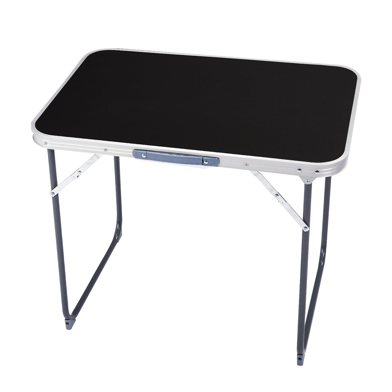 HAOYYE 2.3ft Aluminum Camping Folding Table Black Lightweight Portable Table with Carry Handle for Outdoor Picnic BBQ Travel Patio Balcony Office Use Easy Setup Space Saving Design