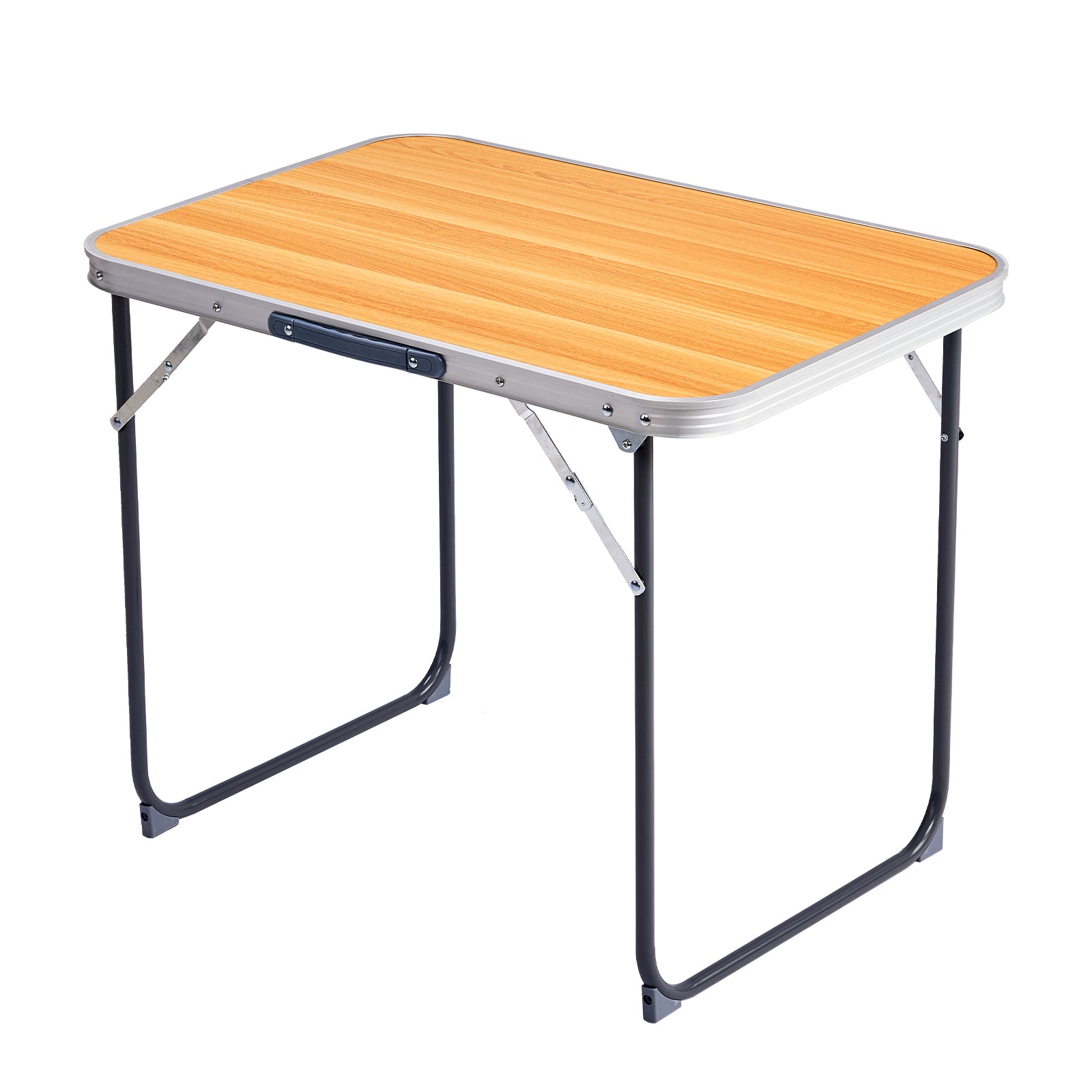 HAOYYE Aluminum Camping Folding Table Wood Grain Color Portable Outdoor Picnic Table Lightweight Rust-Resistant Easy Setup Small Utility Table for BBQ Hiking Patio Travel Indoor Outdoor Use