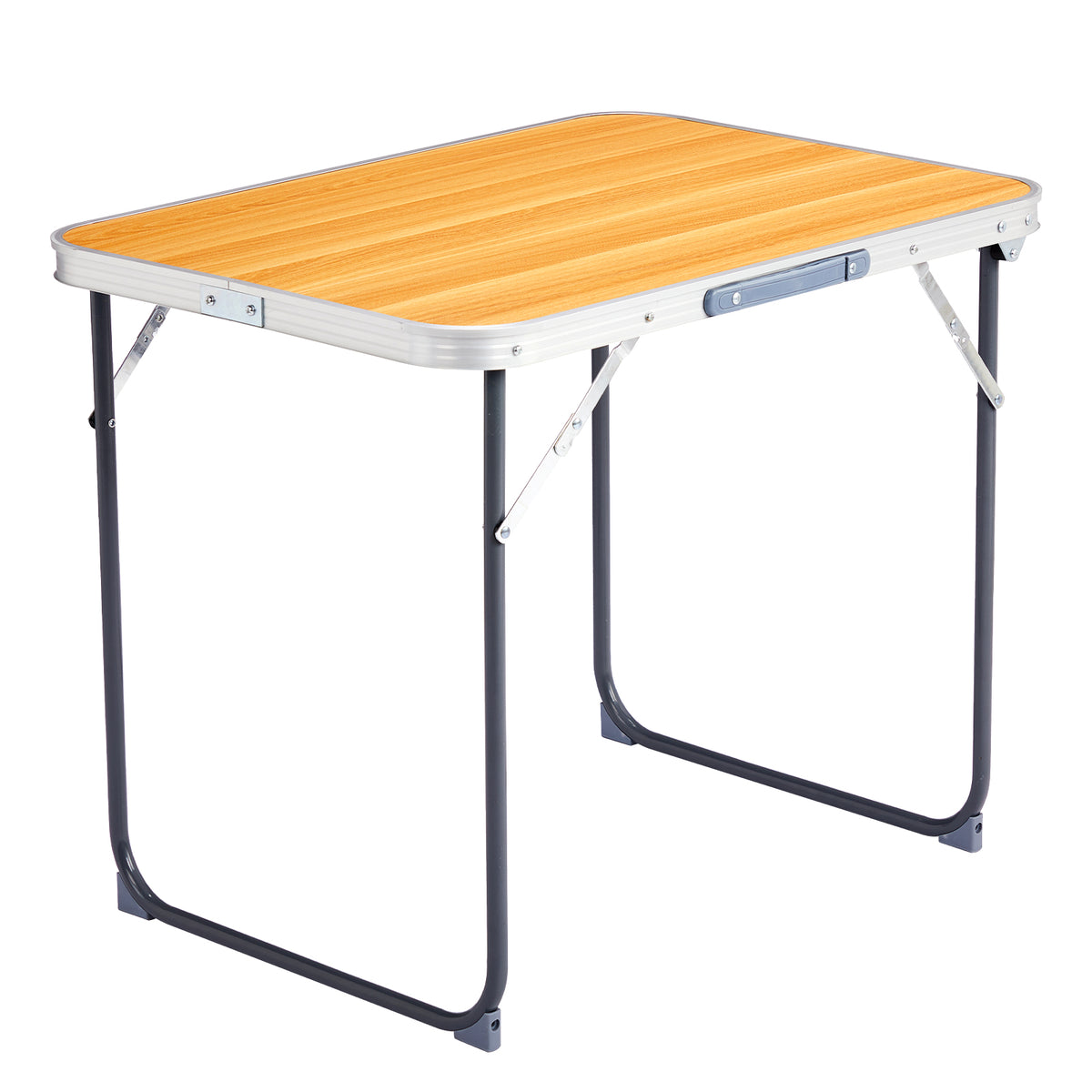 HAOYYE Aluminum Camping Folding Table Wood Grain Color Portable Outdoor Picnic Table Lightweight Rust-Resistant Easy Setup Small Utility Table for BBQ Hiking Patio Travel Indoor Outdoor Use