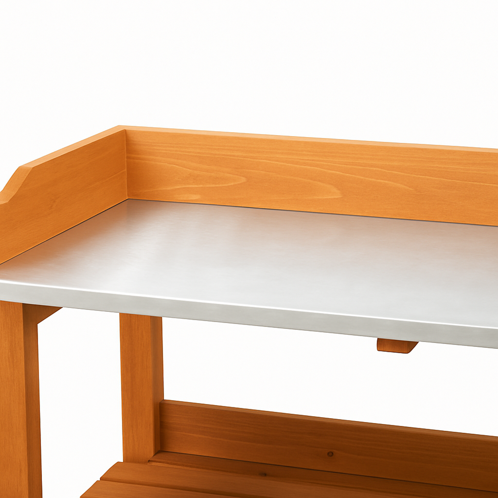 HAOYYE Outdoor Garden Potting Bench Table with Durable Metal Tabletop, Wooden Horticulture Workstation Featuring 2 Spacious Storage Shelves and 3 Convenient Hooks, Natural Wood Finish for Planting and Gardening Organization