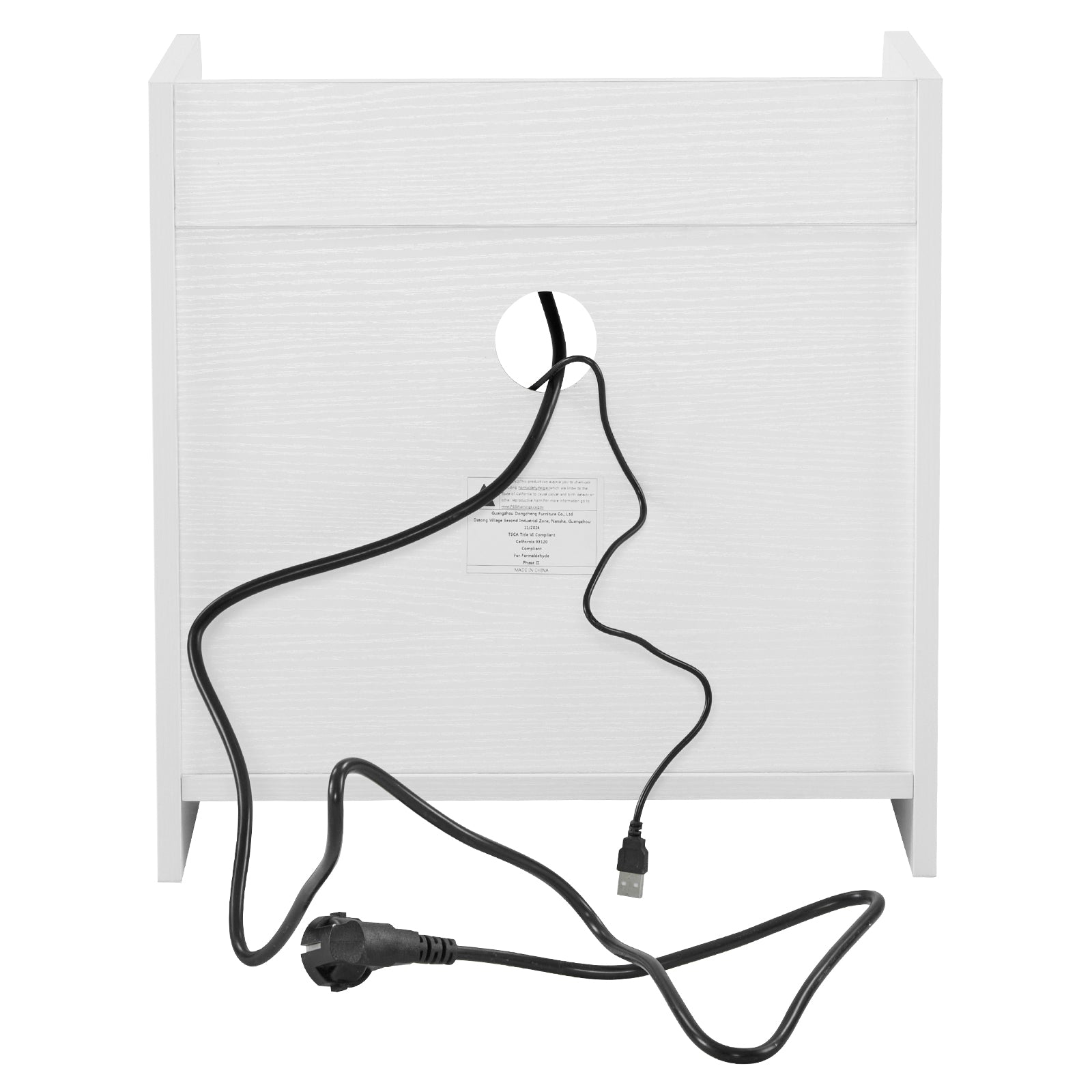 DE Direct HAOYYE White Bedside Table with Single Drawer LED Light and Built-in Power Socket Modern Nightstand for Bedroom Living Room Dorm Minimalist End Table with Storage