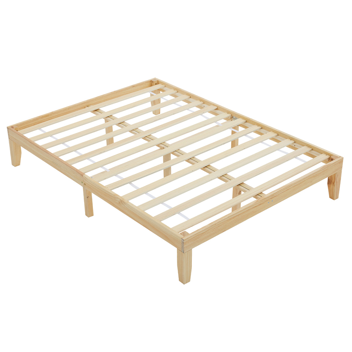 HAOYYE Basic Pine Wood Bed Frame with Original Natural Finish, Sturdy Wooden Platform Bed, Simple and Durable Design for Bedroom, Easy Assembly and Classic Style for Single Size Mattress