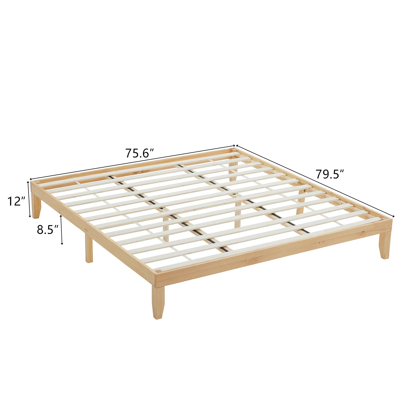 HAOYYE Basic Painted Pine Wood Bed Frame King Size Wooden Bed Simple and Durable Design Classic Natural Finish Sturdy Construction Perfect for Bedroom