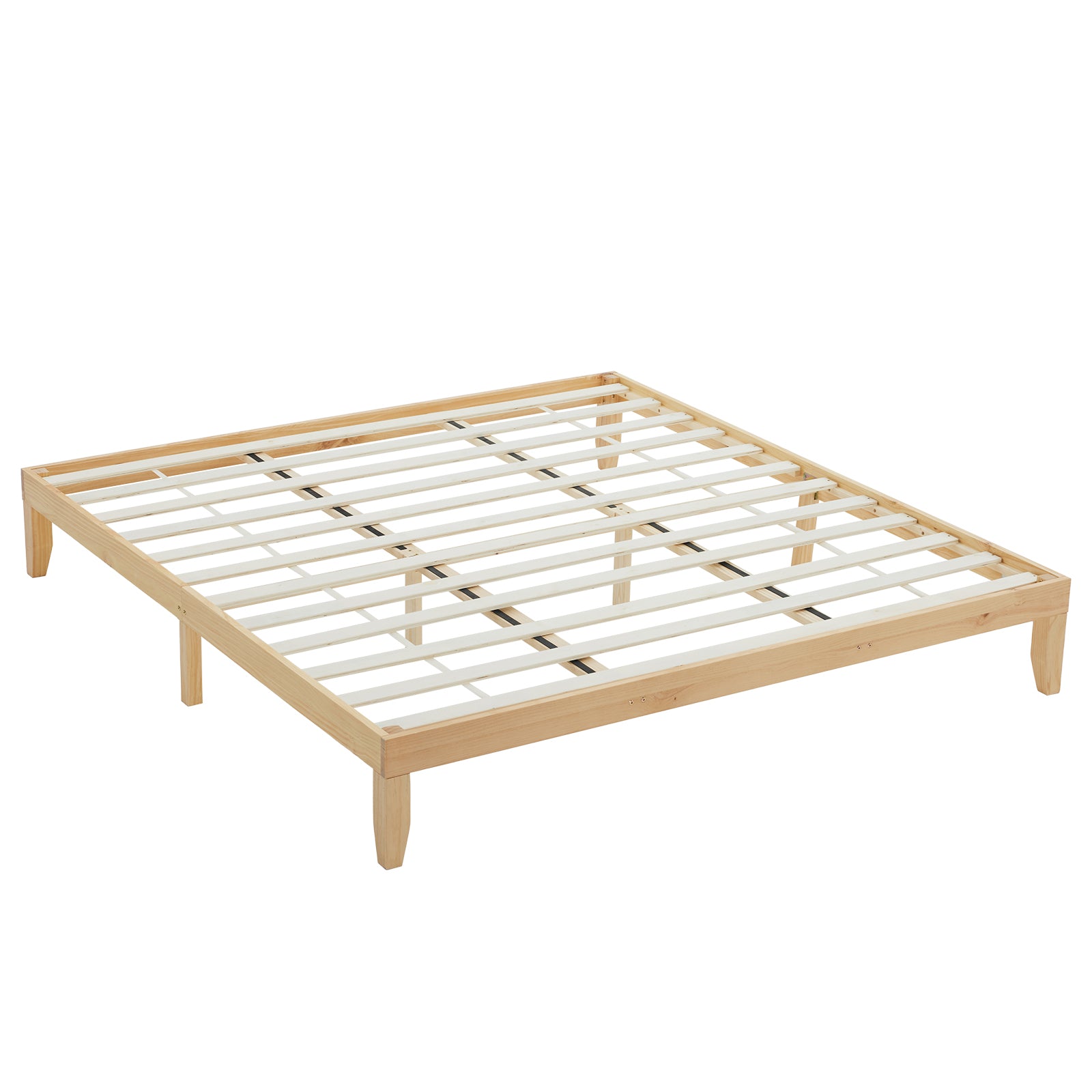 HAOYYE Basic Painted Pine Wood Bed Frame King Size Wooden Bed Simple and Durable Design Classic Natural Finish Sturdy Construction Perfect for Bedroom