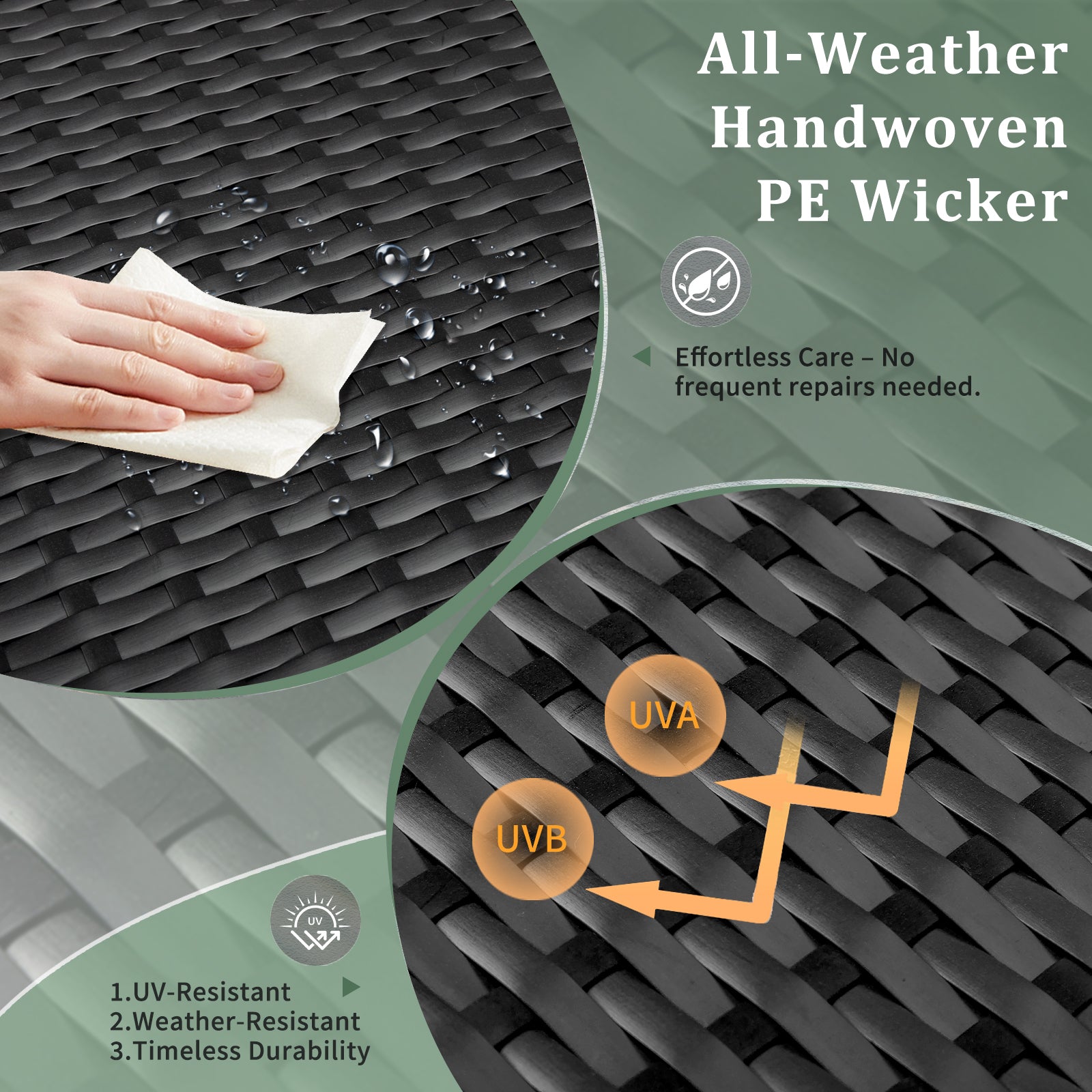 HAOYYE Outdoor PE Wicker Side Table with Storage Patio Rattan End Table Square Container for Furniture Covers Toys Gardening Tools Black All-Weather Design