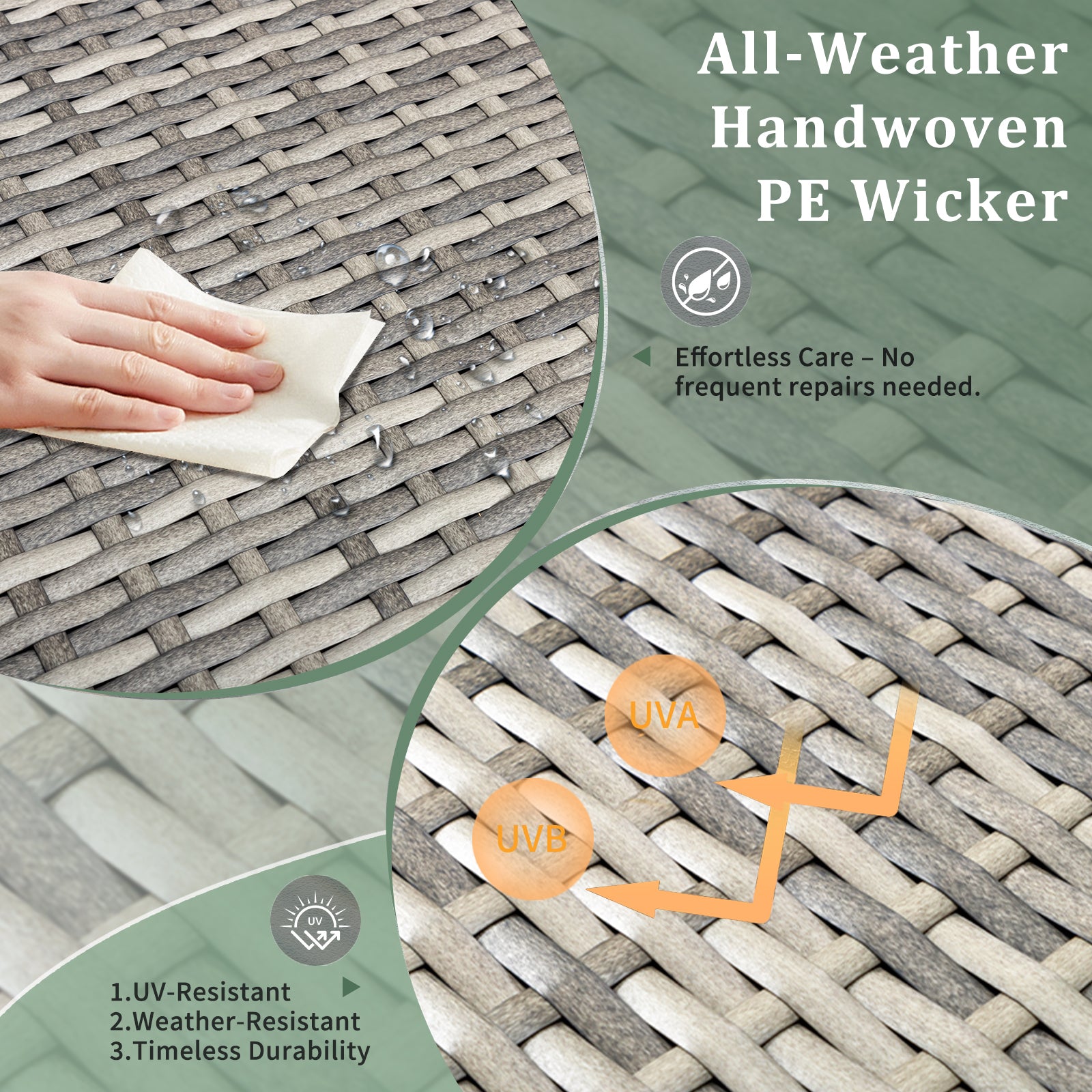 HAOYYE Outdoor PE Wicker Side Table with Storage Bin, Square Rattan Patio End Table for Furniture Covers Toys Gardening Tools and Outdoor Essentials, Grey Weather Resistant Storage Container for Porch Garden Balcony