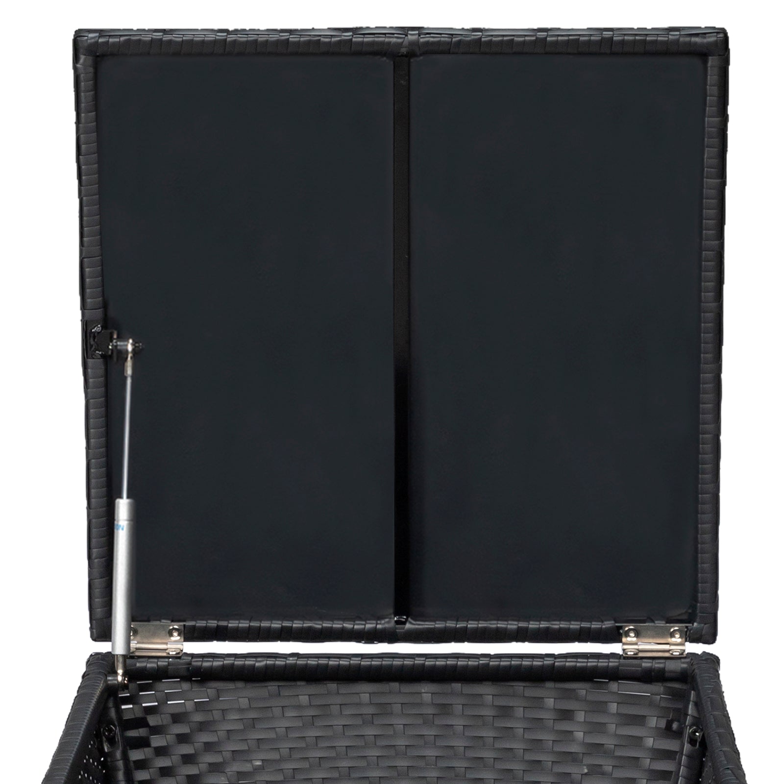 HAOYYE Outdoor PE Wicker Side Table with Storage Bin Container for Patio Garden Balcony Use, Small Rattan End Table for Hose Towel Cushion Organization, Black Weather Resistant Accent Table