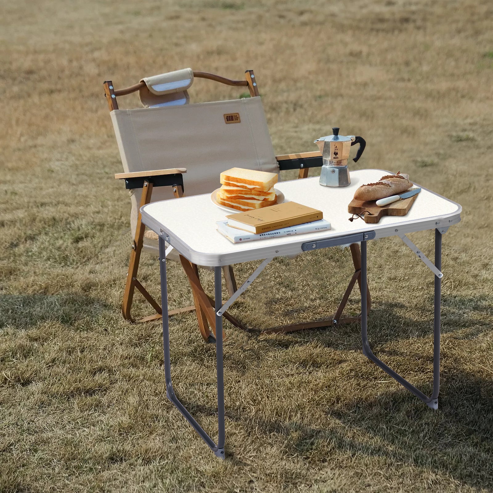 HAOYYE Aluminum Camping Folding Table Lightweight Portable Picnic Table with Carrying Handle Waterproof Scratch Resistant Surface for Outdoor Camping Hiking BBQ Patio Travel Use